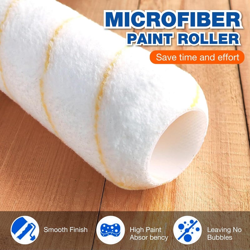 KingOrigin King Origin 10-Piece Paint Roller Kit with Extension Pole (5 ft), 9" Paint Roller Covers, Roller Frame, Paint Brush, House Paint Supplies for Painting Walls, Home Interior - Image 5